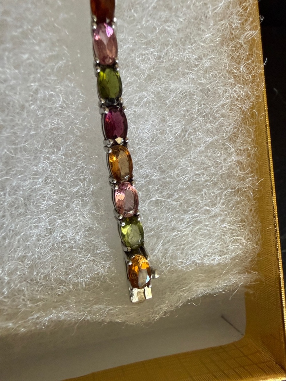 Sterling Silver Bracelet Multicolor Gemstones - Tourmaline approximately 6-3/4 L - Picture 4 of 5